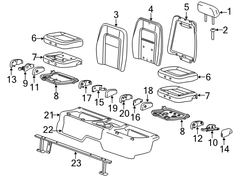 2015 Chevrolet Colorado Rear Seat Components Seat Back Pad Diagram for 23120425