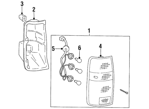 1996 Lexus LX450 Bulbs Rear Cover Diagram for 81952-60010