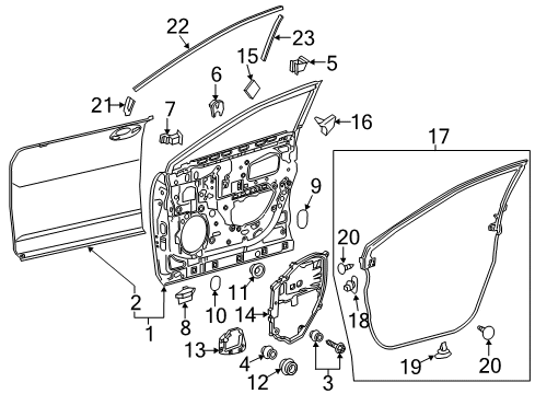 2020 Lexus RX350 Front Door Cylinder & Key Set Diagram for 69052-48101