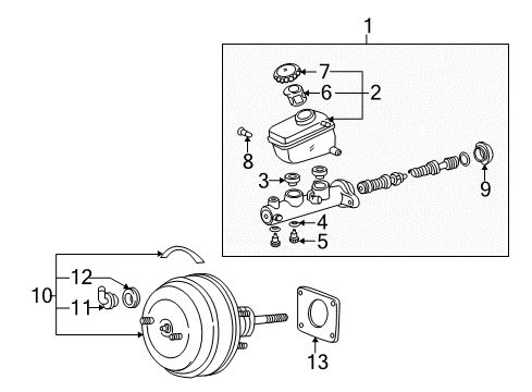 2005 Lexus IS300 Dash Panel Components Cylinder Sub-Assy, Brake Master Diagram for 47201-53180