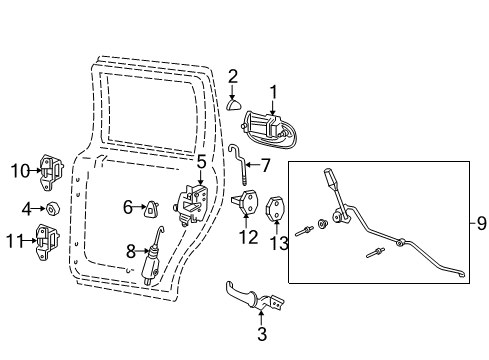 2006 Ford Expedition Rear Door Handle, Inside Diagram for 6L1Z-7821819-B