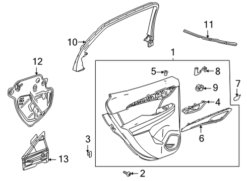 2021 Buick Envision Interior Trim - Rear Door Door Trim Panel Diagram for 84939587