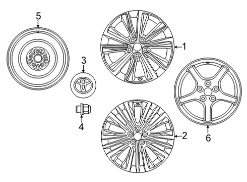 2021 Toyota Venza Wheels Wheel, Alloy Diagram for 42611-48B50