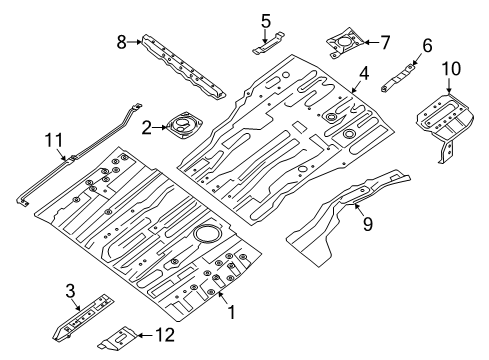 2013 Nissan Pathfinder Trailer Hitch Components, Floor & Rails Floor Re Front Diagram for 74512-3JA0A