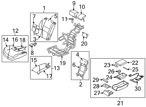 2009 Infiniti M45 Rear Seat Components Rear Seat Armrest Assembly Diagram for 88700-EJ08B