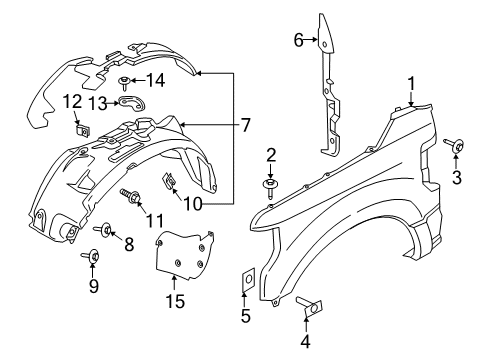 2020 Ford F-350 Super Duty Fender & Components Fender Liner Diagram for LC3Z-16102-F