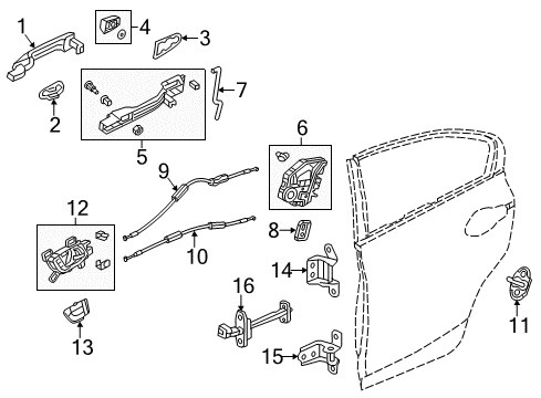 2013 Honda Civic Rear Door Regulator Assembly, Right Rear Door Power Diagram for 72710-TR0-A01