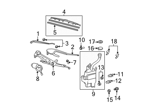 2004 Lexus RX330 Wiper & Washer Components Rear Wiper Arm Assembly Diagram for 85241-0E010