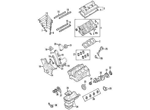 2008 Toyota RAV4 Engine Parts, Mounts, Cylinder Head & Valves, Camshaft & Timing, Variable Valve Timing, Oil Pan, Oil Pump, Balance Shafts, Crankshaft & Bearings, Pistons, Rings & Bearings Gasket Kit, Engine Overhaul Diagram for 04111-31445