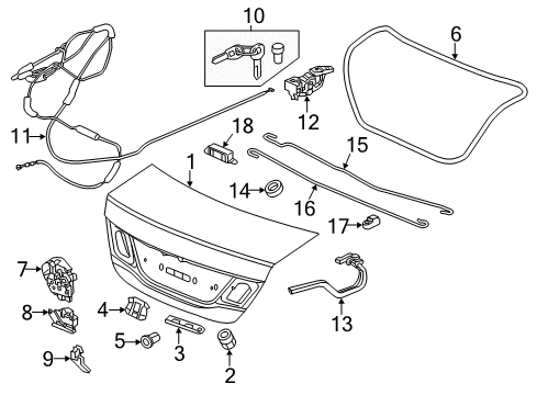 2014 Honda Civic Trunk Lock Assembly, Trunk Diagram for 74851-TR6-A11