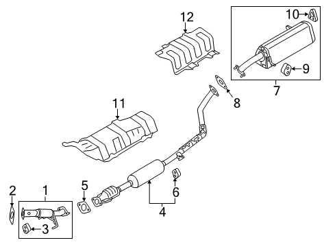 2012 Kia Soul Exhaust Components Front Muffler Assembly Diagram for 286102K065