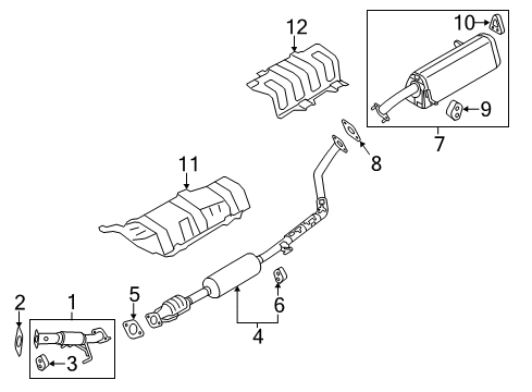 2012 Kia Soul Exhaust Components Center Muffler Complete Diagram for 286002K500