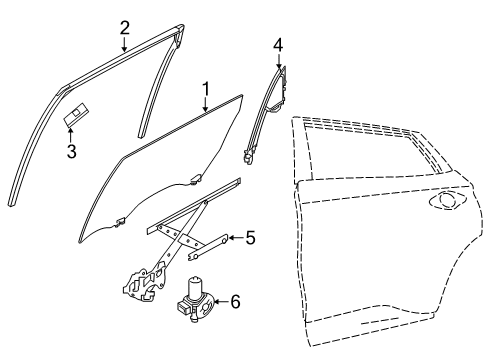 2021 Nissan Murano Rear Door Glass Run-Rear Door Window RH Diagram for 82330-5AA0D