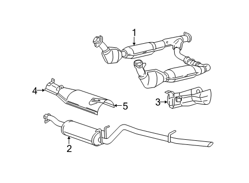 2002 Ford Expedition Exhaust Components Muffler W/Tailpipe Diagram for 1L1Z-5230-AA