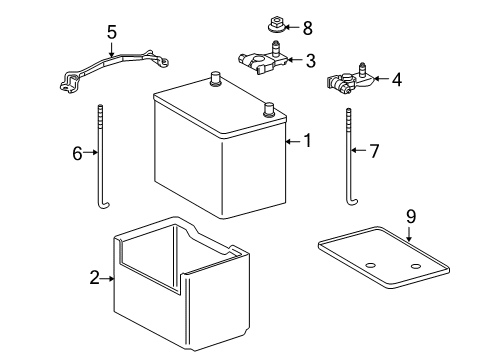 2010 Toyota Sequoia Battery Hold Down Clamp Diagram for 74481-0C030