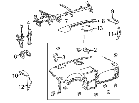 2010 Lexus RX350 Cluster & Switches, Head-Up Display Components, Instrument Panel Panel, Instrument Side, RH Diagram for 55317-0E020-C0