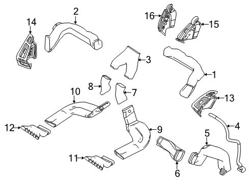 2018 Ford Focus Ducts Vent Louver Diagram for F1EZ-19893-BH
