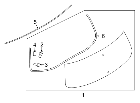2017 Nissan Armada Lift Gate - Glass & Hardware Moulding-Back Door, Lower Diagram for 90372-1LB0A