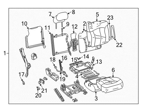 2000 GMC Sierra 2500 Front Seat Components Wire, Driver Seat Cushion Pad (Flexolator) Diagram for 12473274