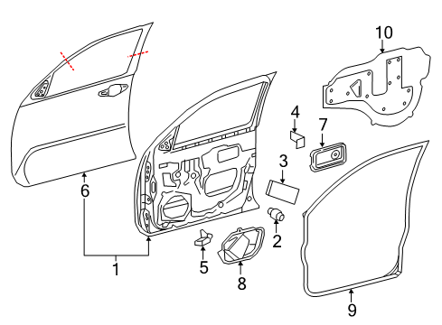 2016 Toyota Tacoma Front Door Outer Panel Diagram for 67112-04090