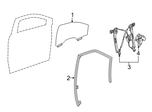 2011 Cadillac SRX Front Door Run Weatherstrip Diagram for 20869145