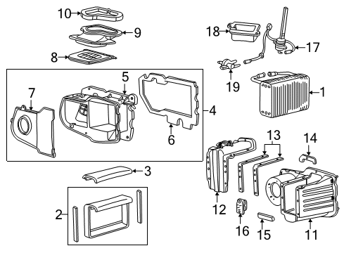 1992 Ford E-250 Econoline A/C Evaporator & Heater Components Evaporator Diagram for F2UZ19860A