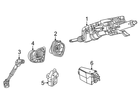 2021 Jeep Grand Cherokee L Steering Column, Steering Wheel & Trim, Shaft & Internal Components Steering Diagram for 68407892AD