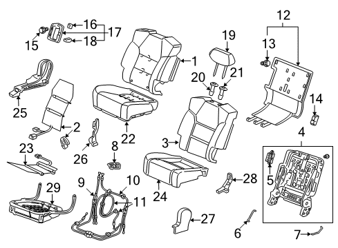 2011 Acura MDX Heated Seats Cover, Passenger Side Middle Seat Center (Outer) (Gray) Diagram for 81315-STX-A01ZB