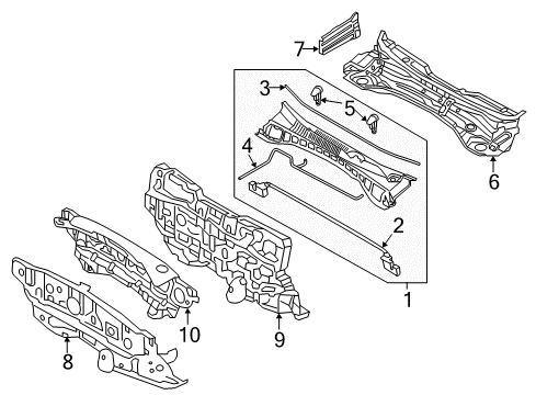 2019 Hyundai Santa Fe XL Cowl Strip-Cowl Top Cover Diagram for 86152-B8000