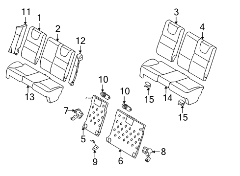 2011 Ford Focus Rear Seat Components Seat Cushion Pad Diagram for 8S4Z-54600A88-A