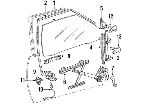 1985 Honda Accord Door & Components Motor Assembly, Passenger Side Window Diagram for 38394-SA6-943