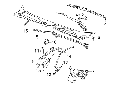 2003 Cadillac Seville Wiper & Washer Components Transmission Asm-Windshield Wiper Diagram for 25699244
