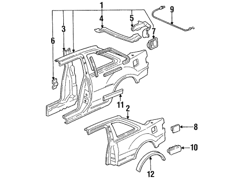 1993 Acura Integra Quarter Panel & Components Adapter, Fuel Cap Diagram for 63915-SK7-300ZZ