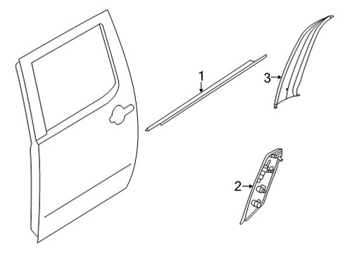 2022 Nissan Frontier Exterior Trim - Rear Door MOULDING-REAR DOOR OUTSIDE, RH Diagram for 82820-9BU0A