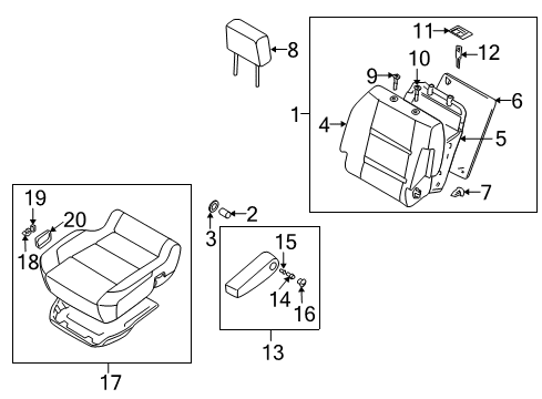 2004 Nissan Titan Front Seat Components ESCUTCHEON Diagram for 82904-7S001