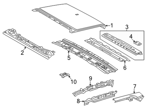2021 Toyota Venza Roof & Components Roof Bow Diagram for 63106-48030