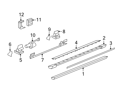 2007 Chevrolet Avalanche Running Board Step Bar Rear Extension Diagram for 25804640