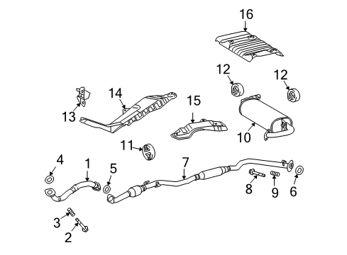 2009 Pontiac Vibe Exhaust Components Bracket, Exhaust Pipe Hanger Diagram for 88975839