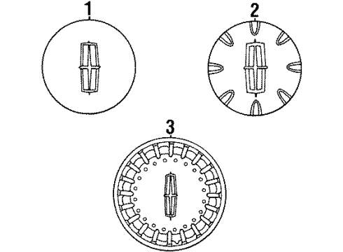 2000 Lincoln Town Car Wheel Covers & Trim Center Cap Diagram for YW1Z-1130-AA