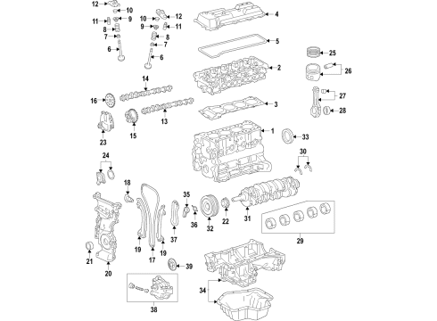 2019 Toyota Corolla Engine Parts, Mounts, Cylinder Head & Valves, Camshaft & Timing, Oil Pan, Oil Pump, Crankshaft & Bearings, Pistons, Rings & Bearings, Variable Valve Timing Piston Ring Set Diagram for 13011-24040