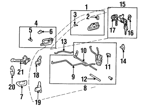 1995 Toyota Avalon Front Door - Lock & Hardware Handle, Inside Diagram for 69205-07010-C0