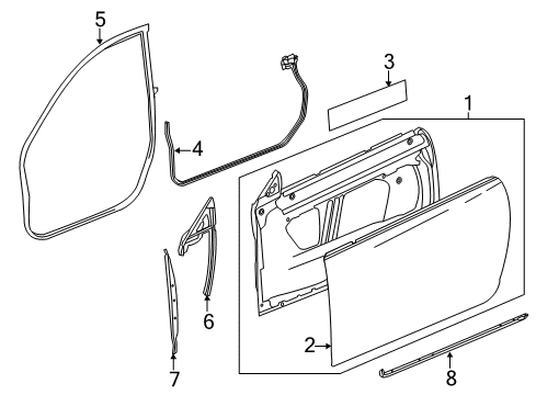 2016 Cadillac ATS Door & Components Weatherstrip On Body Diagram for 84160280
