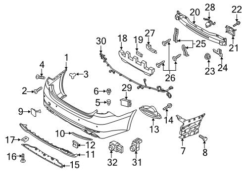 2017 Kia K900 Rear Bumper Ultrasonic Sensor As Diagram for 957203T210E6S