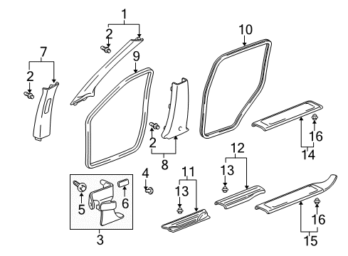 2005 Honda Pilot Interior Trim - Pillars, Rocker & Floor Garnish Assy., L. FR. Side (Outer) *G59L* (MEDIUM FERN) Diagram for 84252-S9V-A01ZA