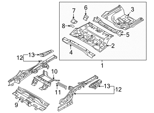 2020 Kia Cadenza Rear Floor & Rails Panel Assembly-Rear Floor Diagram for 65513F6000