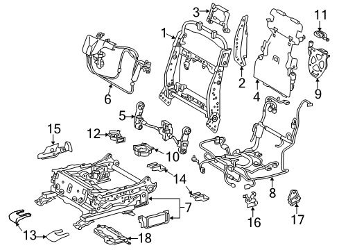 2017 Lexus GS350 Passenger Seat Components Support, Front Seat Back Diagram for 71183-30050