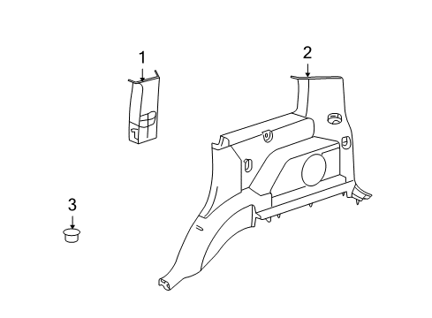 2009 Dodge Nitro Interior Trim - Quarter Panels Panel-C Pillar Diagram for 1BH86DW1AC