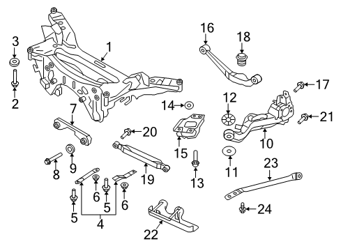 2015 Nissan Rogue Rear Suspension Components, Lower Control Arm, Upper Control Arm, Ride Control, Stabilizer Bar Stay Assy-Rear Suspension Member LH Diagram for 55452-4BA0A