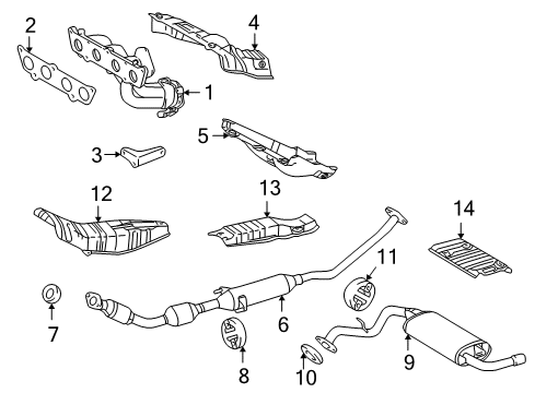 2006 Pontiac Vibe Exhaust Components Seal, Exhaust Manifold Pipe Diagram for 88969134