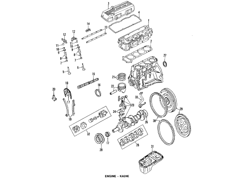 1990 Nissan 240SX Engine Parts, Mounts, Cylinder Head & Valves, Camshaft & Timing, Oil Pan, Oil Pump, Crankshaft & Bearings, Pistons, Rings & Bearings Pan Assy-Oil Diagram for 11110-40F00